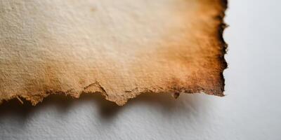 Close up of burnt paper edge with texture photo