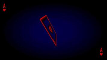 A single neon playing card with a heart icon drops dramatically, suggesting romance, fate, or chance in a stylized cinematic frame video