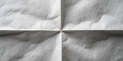 Close up of textured wrinkled folded white paper background photo