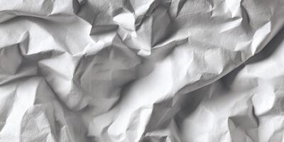 Close up of textured wrinkled white paper background photo