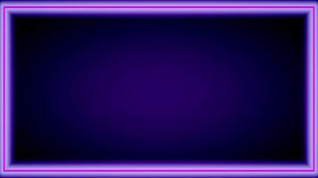 A solid glowing pink and purple neon rectangular frame floats in darkness, suggesting a tech-inspired digital interface or display panel video