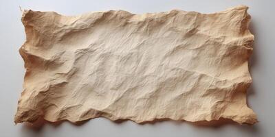 crumpled beige parchment paper sheet texture background photo