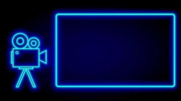 A neon movie screen with a camera highlights the projection experience, showcasing visual storytelling in entertainment spaces video