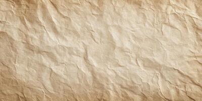 crumpled vintage paper texture background in beige tones photo