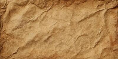 Texture of old crumpled brown paper background photo