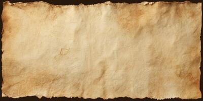 Worn textured vintage blank parchment paper background photo
