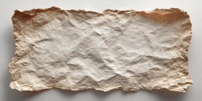 Wrinkled aged paper texture with torn edges photo