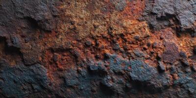 close up view of textured rusted metal surface with decay photo
