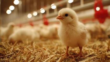 Curious chick exploring the farm photo