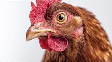 Close-Up Portrait of a Brown Chicken Head photo