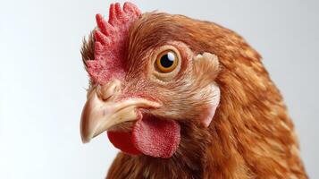 Detailed Portrait of a Brown Chicken Head Shot photo