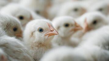 close up of fluffy yellow baby chicks together in group photo