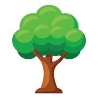 Stylized Cartoon Tree with Green Foliage and Brown Trunk on White Background vector