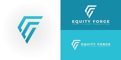 A sophisticated logo designed for the Financial Services and Fintech sectors integrates the letters EF within a powerful, diamond-inspired geometric shape. vector
