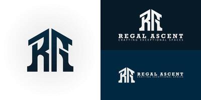 A sophisticated logo design is ideal for real estate agencies, property developers, and construction firms. The emblem creatively interlocks the initial letters RA into a strong architectural form. vector