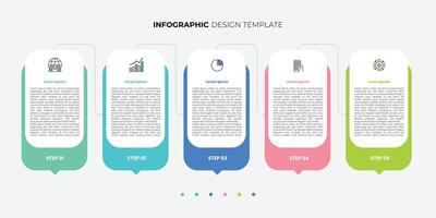 5 steps or options process infographic arrows design template. Planning, Marketing, Strategy presentation. vector
