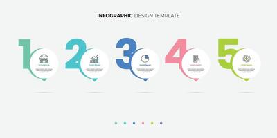 5 options process infographic arrows modern design template. Planning, Marketing, Strategy and Business presentation. vector