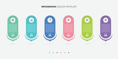 6 process infographic arrows design template. Planning, Marketing, Strategy and Business journey presentation. vector