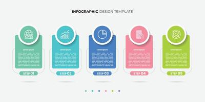 Timeline Creator infographic template. 5 options timeline journey, calendar Flat simple infographics modern design vector
