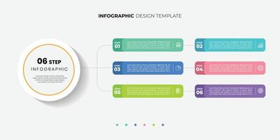 Modern Infographic label design with circle infographic template design and 4,5,6 options or steps. Can be used for process diagram, presentations, illustration vector