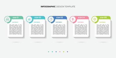 Timeline Creator infographic template. 5 options timeline journey, calendar Flat simple infographics design template trendy vector