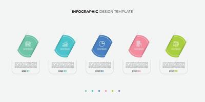 Timeline Creator infographic template. 5 options timeline journey, calendar Flat simple template infographics vector