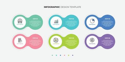 6 step or options process infographic arrows design template. Planning, Marketing, Strategy and Business presentation. vector