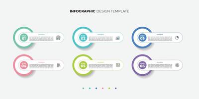 Timeline Creator infographic template. 6 options timeline journey, Flat simple infographics design template vector