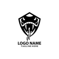 graphic of a snake head in a shield. Possible use for logo design vector