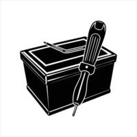 screwdriver on edge of toolbox vector