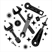 tools in midair as if floating vector