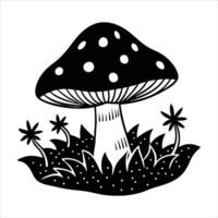 mushroom resting on a bed of petal vector