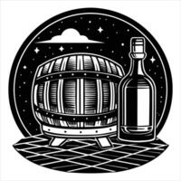 barrel aged whisky in a cellar setting vector