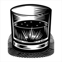 glass of whisky in low moody lighting vector