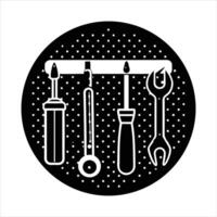 tools hanging on pegboard vector
