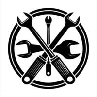 tools reflected in chrome vector