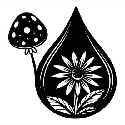 flower and mushroom mirrored