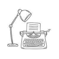 A desk lamp shining over a typewriter vector