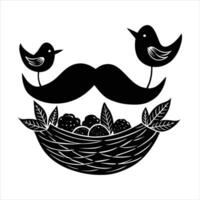 mustache with little birds nesting vector