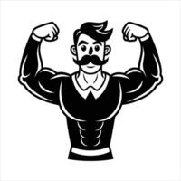 flexing muscles with a proud mustache vector