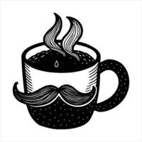 mustache floating in a mug of hot vector