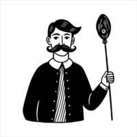 holding a fake mustache on a stick vector