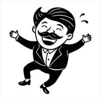 laughing with mustache bouncing vector