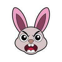 Angry rabbit cartoon character yelling expression with big pink ears vector