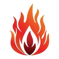 Abstract flame fire icon with red black gradient layered shapes vector