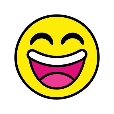 Laughing emoji face cartoon happy mood expression joy yellow circle