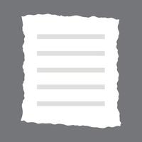 Torn paper document lines ripped sheet file text icon vector