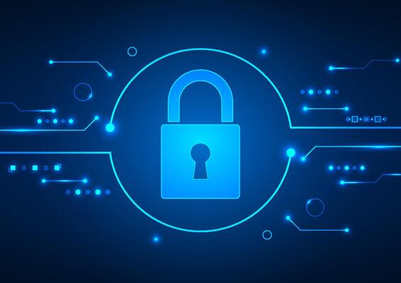 Cyber security digital background. Network technology cloud concept. Design for lock protect guard data and security system.