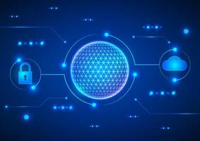 Digital technology background. Network cloud security concept. Design for online data system wireless wifi map world. vector
