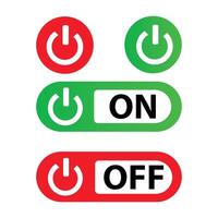 Power on off icons buttons red green switch symbol control electricity energy vector
